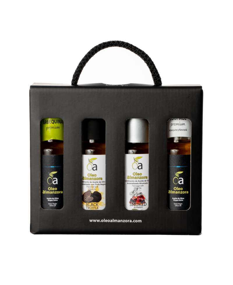 COFFRET 100ML 4x100ml Huiles Arbequina et Koroneiki COFFRET 100ML 4x100ml Huiles Arbequina et Koroneiki